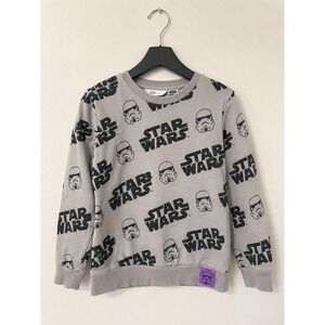 H&M Star Wars Stormtrooper Sweatshirt Kids 8/10 Gray Glitter Graphic Crewneck